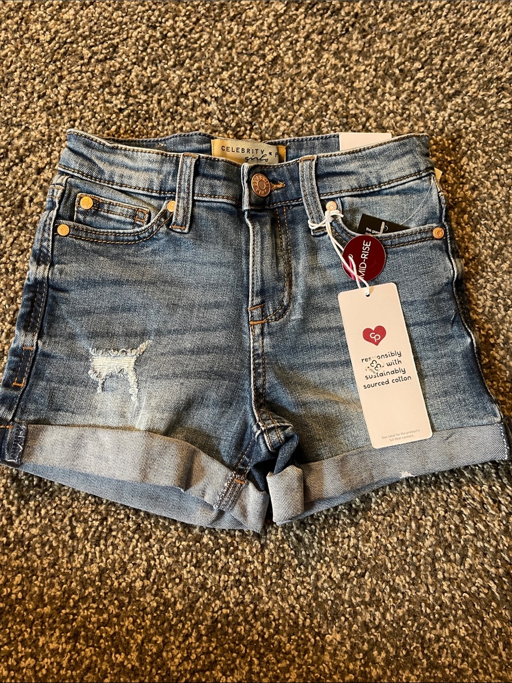 Girls brand new with tags Celebrity Pink Light Wash Rolled Hem Denim Shorts